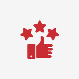 Thumbs up with three stars icon.